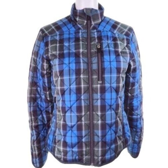 Lands' End Jackets & Blazers - Lands End Womens Puffer Coat  XS P Insulated Primaloft Quilted Blue Green Plaid